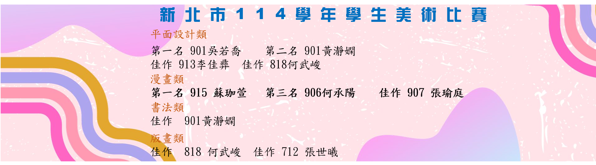 新北市114學年度學生美術比賽成績